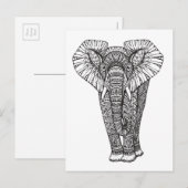 Fantasy Gemustert Elephant Doodle Postkarte (Vorne/Hinten)