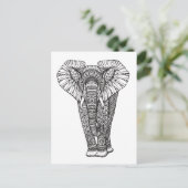Fantasy Gemustert Elephant Doodle Postkarte (Stehend Vorderseite)