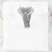 Fantasy Gemustert Elephant Doodle Quadratischer Aufkleber (Tasche)