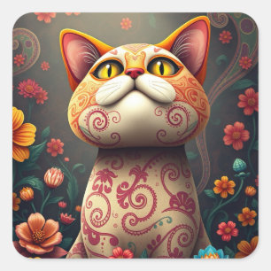 Fantasy Gemustert Fun Cat Stickers