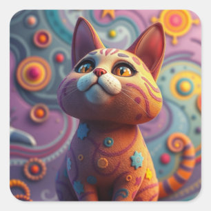 Fantasy Gemustert Fun Cat Stickers
