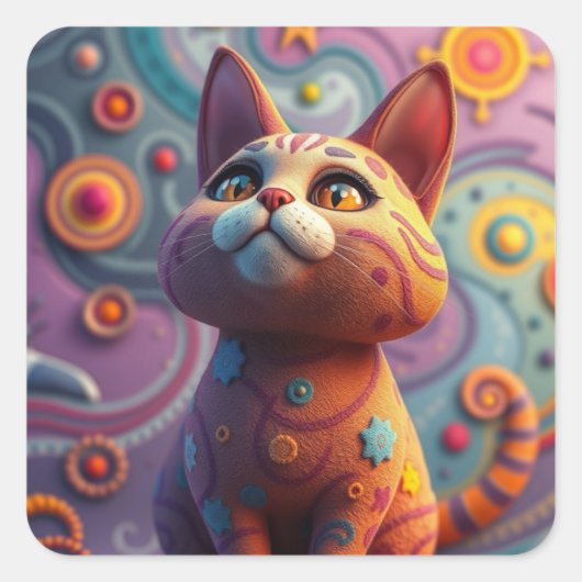 Fantasy Gemustert Fun Cat Stickers (Vorderseite)