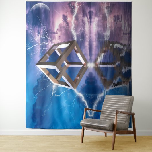 Fantasy Geometric Landscape Space Sky Ozean Wandteppich (Beispiel)