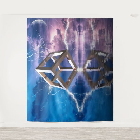 Fantasy Geometric Landscape Space Sky Ozean Wandteppich (Vorderseite)