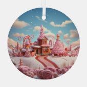 Fantasy Gingerbrett House mit Candies 1 Ornament Aus Glas (Rückseite)