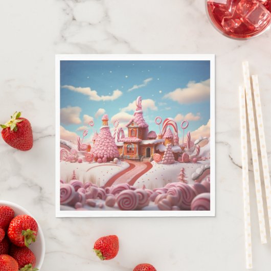 Fantasy Gingerbrett House mit Candies 1 Papier Serviette (Beispiel)