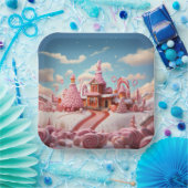 Fantasy Gingerbrett House mit Candies 1 Pappteller (Party)