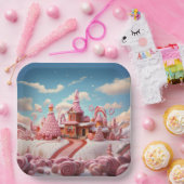 Fantasy Gingerbrett House mit Candies 1 Pappteller (Party)