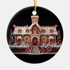 Fantasy Gingerbrett House mit Candies 2 Keramik Ornament