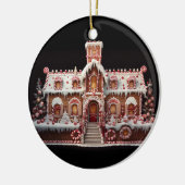 Fantasy Gingerbrett House mit Candies 2 Keramik Ornament (Links)