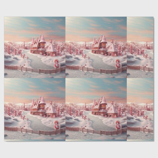 Fantasy Gingerbrett House mit Candies 4 Geschenkpapier (Flach)