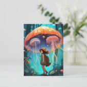 Fantasy Girl im Quallenwald Postkarte (Stehend Vorderseite)