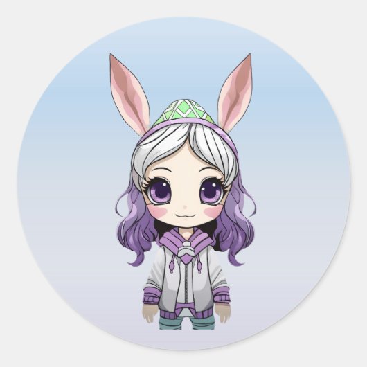 Fantasy Girl mit Bunny Ears Stickers (Vorderseite)