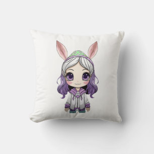 Fantasy Girl mit Bunny Ears Throw Kissen