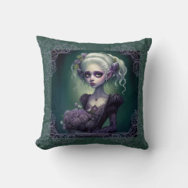 Fantasy Girl Niedlich in Green Goth Kissen