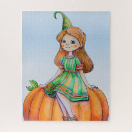 Fantasy Girl on a Pumpkin Jigsaw Puzzle
