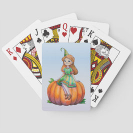 Fantasy Girl on a Pumpkin Playing Cards Spielkarten