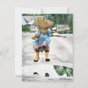 Fantasy Girl Puddle Jumping Postcard Postkarte