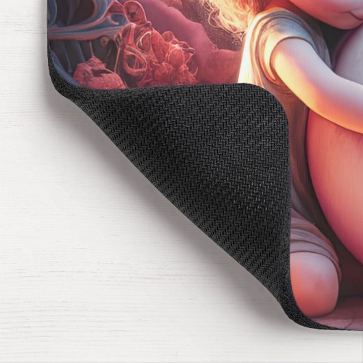 Fantasy Girl umarmt ein Auge Mousepad (Ecke)