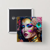 Fantasy Glam Pop Art Button (Vorne & Hinten)