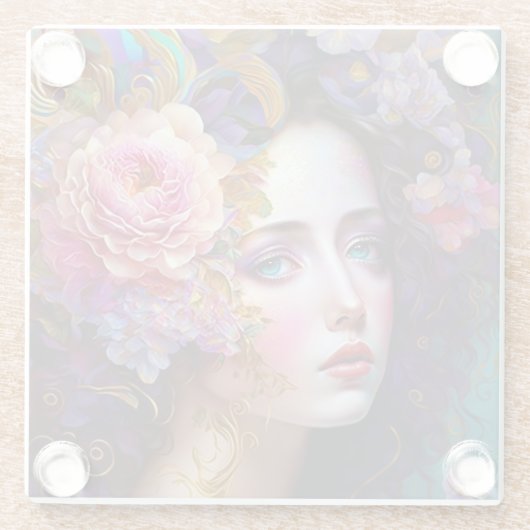 Fantasy Glam Pop Art Glass Untersetzer (Rückseite)