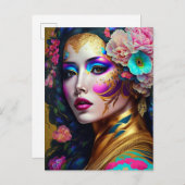Fantasy Glam Pop Art Postkarte (Vorne/Hinten)