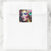 Fantasy Glam Pop Art Quadratischer Aufkleber (Tasche)