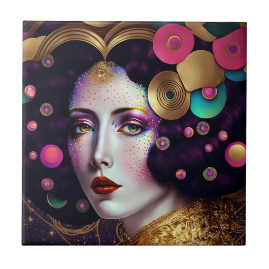 Fantasy Glam Woman Pop Art Keramik Fliese (Vorderseite)