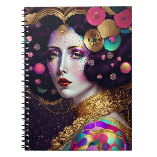 Fantasy Glam Woman Pop Art Notebook Notizblock (Vorderseite)