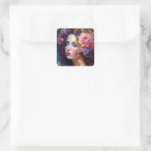 Fantasy Glam Woman Pop Art Square Sticker (Tasche)