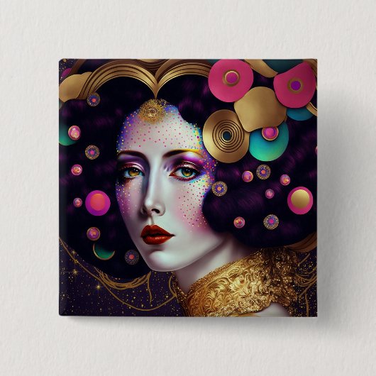 Fantasy Glam Woman Pop Button (Vorderseite)