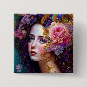 Fantasy Glam Woman Pop Button