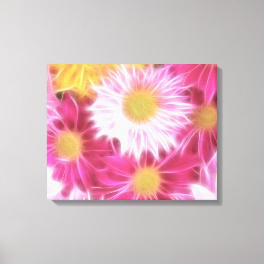 Fantasy Glassy Pink Daisies Floral Wrapped Canvas Leinwanddruck (Vorderseite)