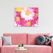 Fantasy Glassy Pink Daisies Floral Wrapped Canvas Leinwanddruck (Insitu (Wohnzimmer))