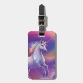 Fantasy Glitzer Rainbow Unicorn Kosmische Wolken Gepäckanhänger (Vorderseite vertikal)