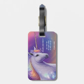 Fantasy Glitzer Rainbow Unicorn Kosmische Wolken Gepäckanhänger (Rückseite vertikal)