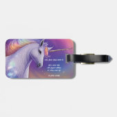 Fantasy Glitzer Rainbow Unicorn Kosmische Wolken Gepäckanhänger (Rückseite horizontal)