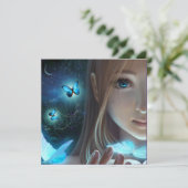 Fantasy Glow Butterfly Girl Kind Kunst Leere Karte (Stehend Vorderseite)