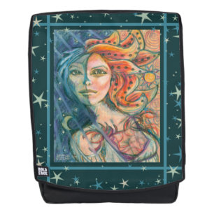 Fantasy Goddess Backpack mit Sun Moon und Stars Rucksack