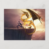 Fantasy Gold Dragon Postkarte (Vorderseite)