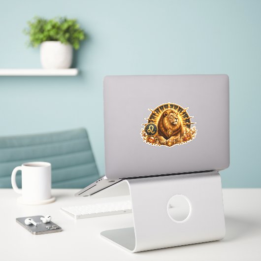 Fantasy Gold Sternzeichen Löwe Aufkleber (Laptop auf Schreibtisch)