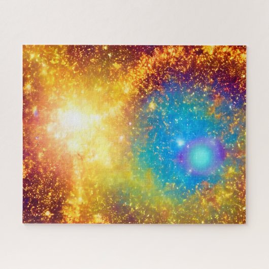Fantasy Golden Glitzer Explosion in Magical Cosmos Puzzle (Horizontal)