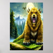 Fantasy Golden Saberzahnbär | AI Art Poster (Vorne)