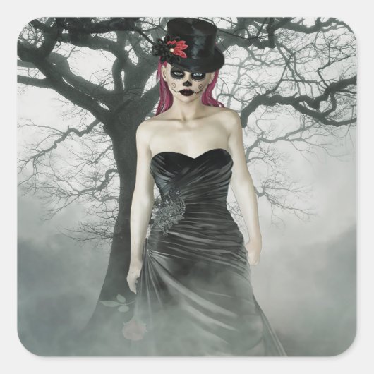 Fantasy Goth Frauensticker Quadratischer Aufkleber (Vorderseite)