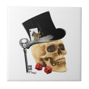 Fantasy Gothbler Schädel Tätowierdesign Fliese