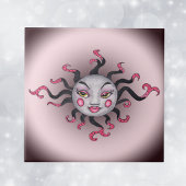 Fantasy Gothic Black Pink Sun Goddess Face Fliese