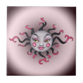 Fantasy Gothic Black Pink Sun Goddess Face Fliese (Vorderseite)