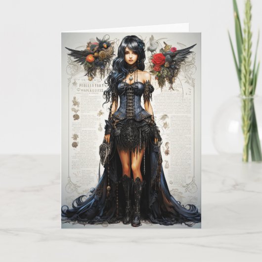 Fantasy Gothic Girl Grußkarte Dankeskarte (Vorderseite)