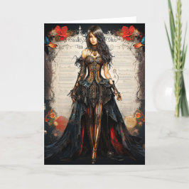 Fantasy Gothic Girl Grußkarte Dankeskarte