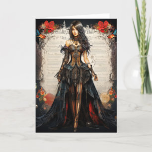 Fantasy Gothic Girl Grußkarte Dankeskarte